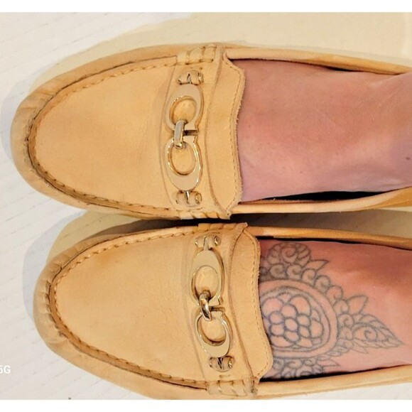 Coach Fortunata Nubuck Leather Loafers Flats Model A1167 Light Tan Women 8 B - Picture 5 of 12